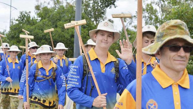 NEARLY THERE: Army Cadets arrive in Ipswich as part of the commemmoration of the March of the Dungarees. Picture: Inga Williams