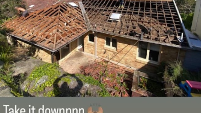 'Take it downnnn': Karl proudly boasted about the demolition of the original home after winning the right to replace it with a new design hated by neigbours . Picture: Instagram/KarlStefanovic.