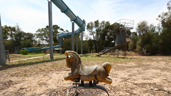 The play equipment remains at Murray Bridge’s former amusement park – Puzzle Park. Picture: Tait Schmaal