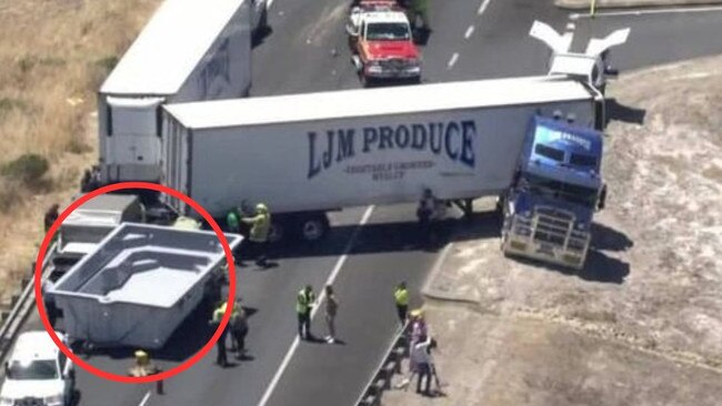 A swimming pool has hurtled into a car windscreen. Picture Nine