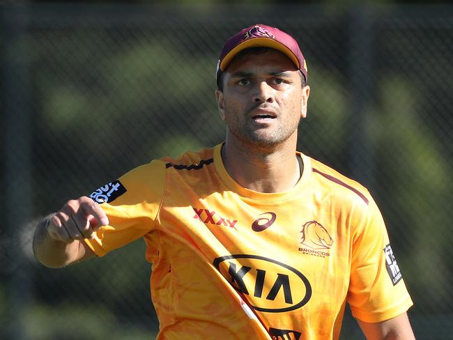 Karmichael Hunt training with the Brisbane Broncos, Red Hill. Photographer: Liam Kidston