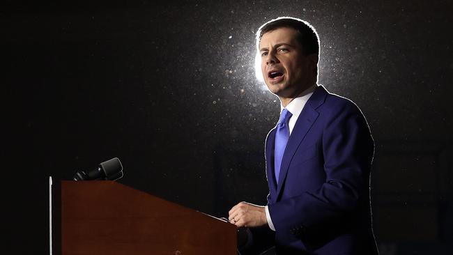 Pete Buttigieg claimed victory even before the Iowa count. Picture: AFP.