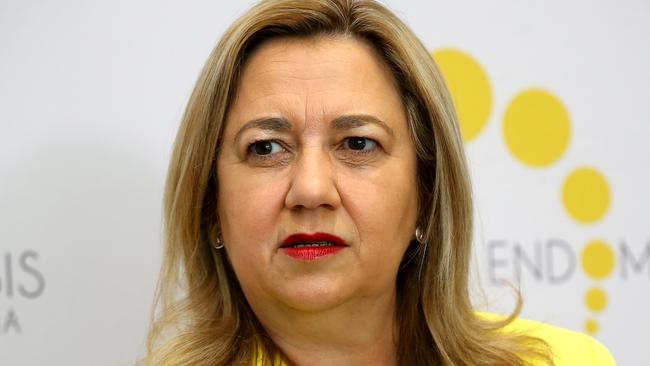 Queensland Premier Annastacia Palaszczuk pictured speaking to the media before attending the Endometriosis Australia High Tea at the Marriott Hotel.  Brisbane Saturday 24th June 2023 Picture David Clark