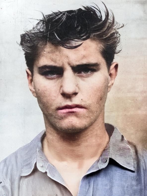A colourised mugshot of Stewart John Regan.