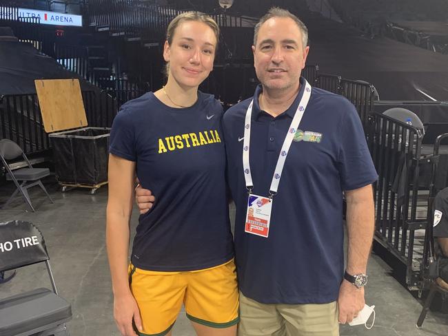 Alanna Smith with dad and former Hobart Devil Darren.