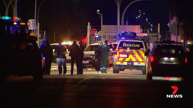 Police and emergency services at the scene last night. Images: 7NEWS Adelaide