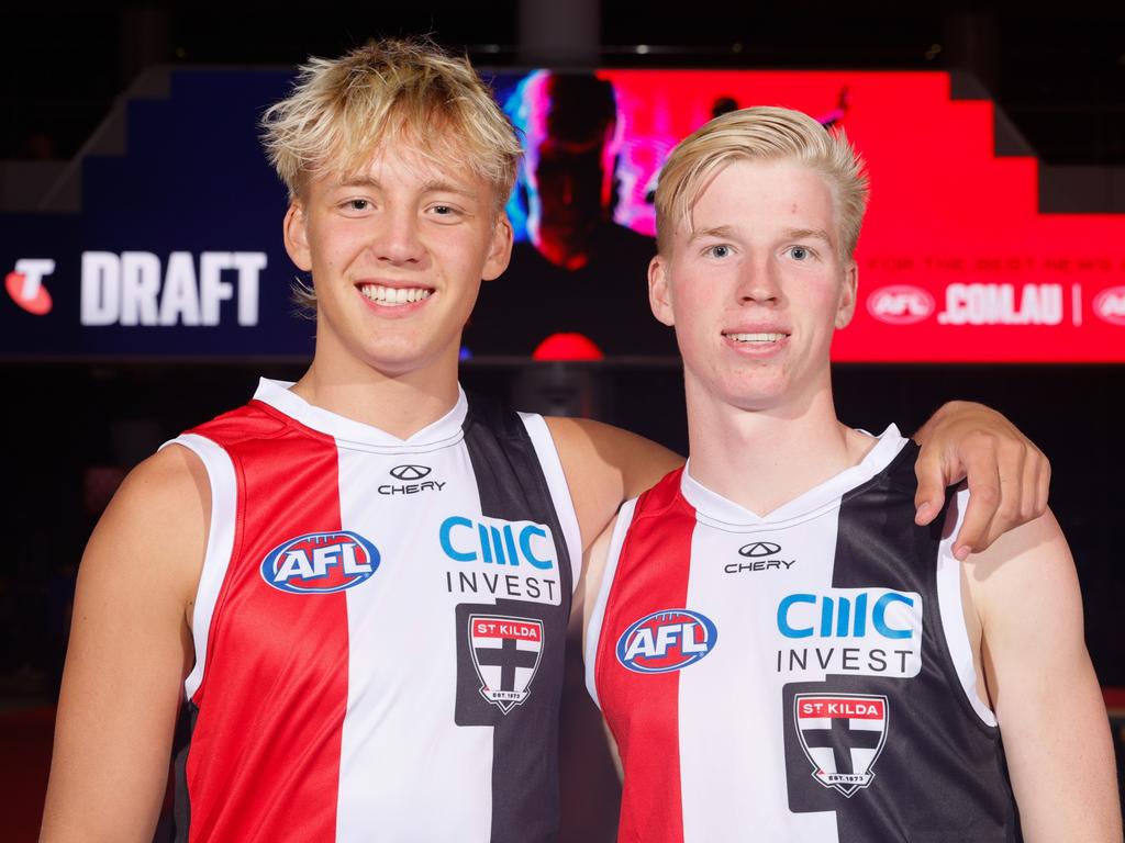 The Saints believe they’ve hit with 2024 top 10 picks Alix Tauru and Tobie Travaglia. Picture: Dylan Burns/AFL Photos via Getty Images)