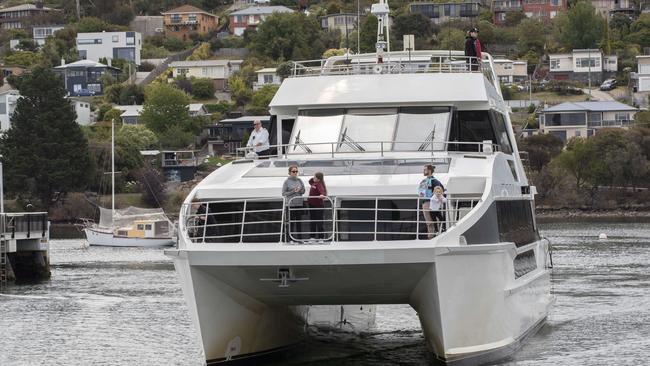 Derwent Ferries, a ferry arrives at Bellerive from Hobart. Picture: Chris Kidd