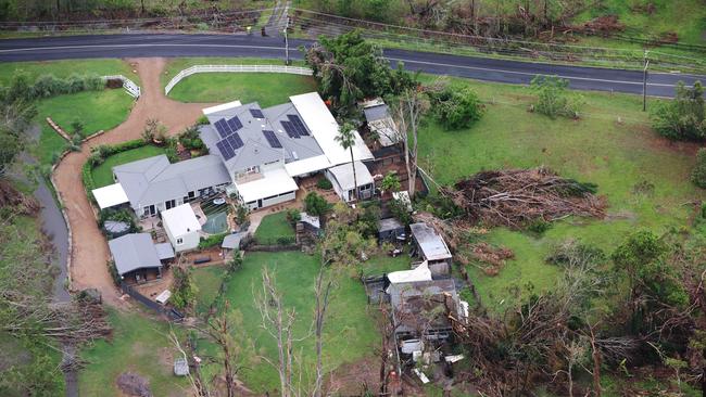 Premier Steven Miles and Gold Coast Mayor Tom Tate view storm damage from the air Photo Supplied Premier's Department/Annette Dew