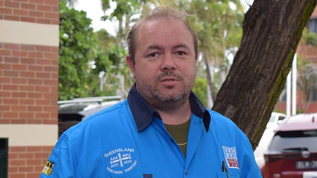 Parent Danny Lorraway at the rally outside the Rockhampton Department of Education Regional Office on Bolsover St on Wednesday afternoon. Picture: Aden Stokes