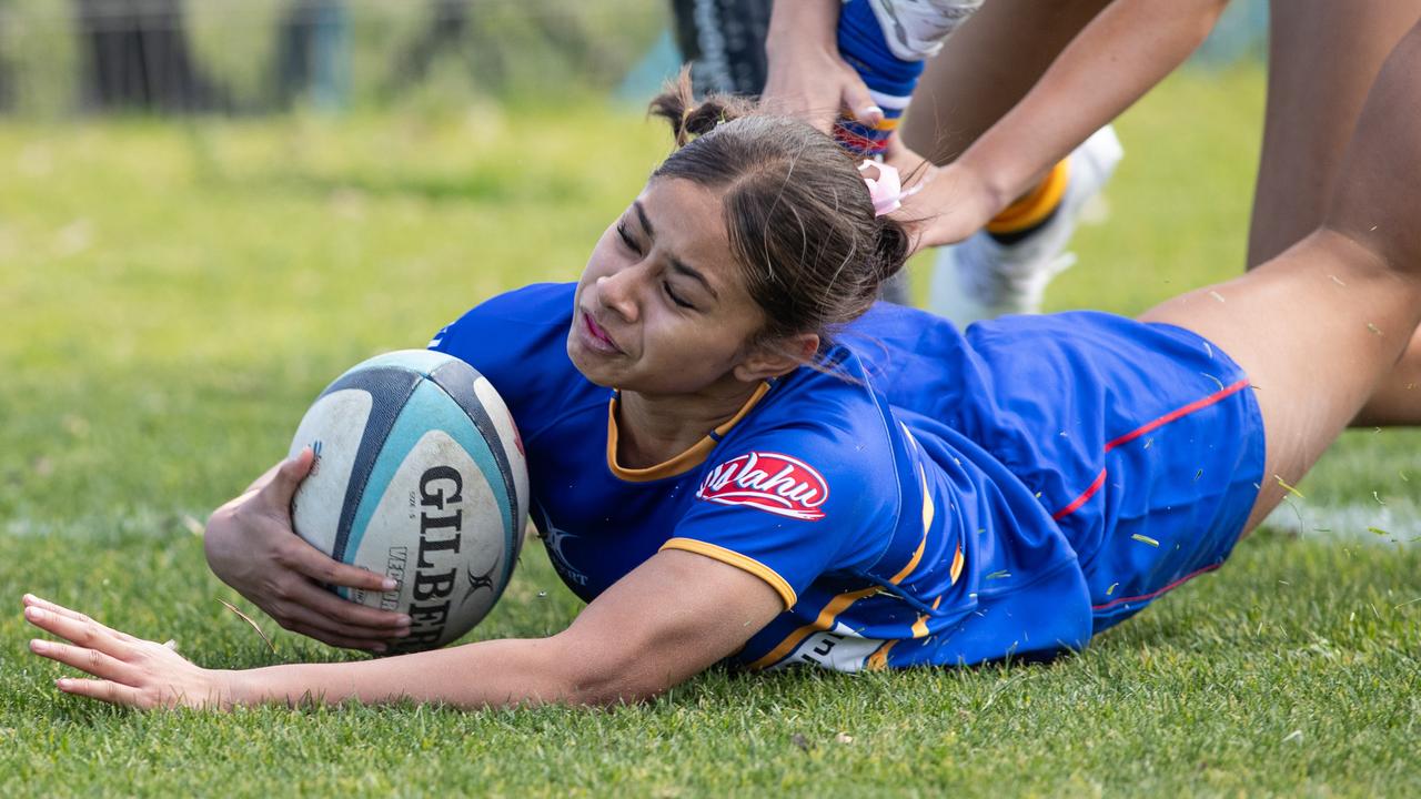 Sharon Latapu scoring. Picture: Julian Andrews