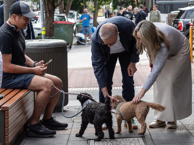 Prime Minister Anthony Albanese pictured in his electorate of Grayndler visiting Bar Italia in the suburb of Leichhardt. Picture: NewsWire / Monique Harmer