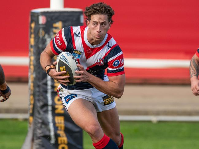 Former Wallabies star and Olympian Mark Nawaqanitawase during his Roosters debut.