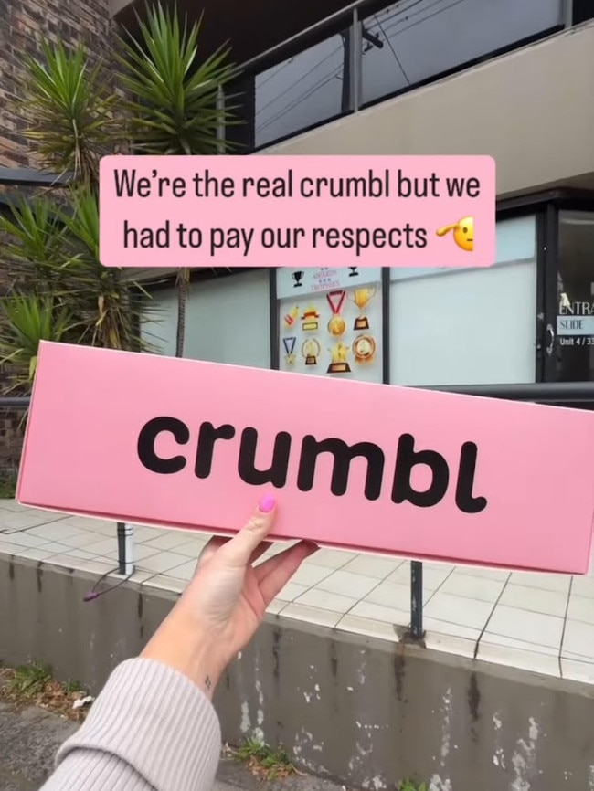 The owners have made a cheeky dig at the impostors. Picture: Instagram/@Crumbl.au