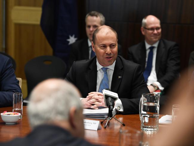 Treasurer Josh Frydenberg met with state treasurers yesterday in Melbourne to discuss the GST carve-up. Picture: AAP