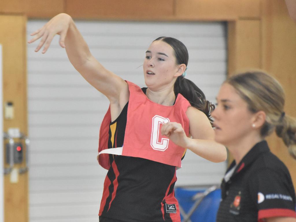 Former Australian Diamonds star Sharni Norder running coaching clinics for Rockhampton Grammar School netball teams, Saturday, March 11, 2023.