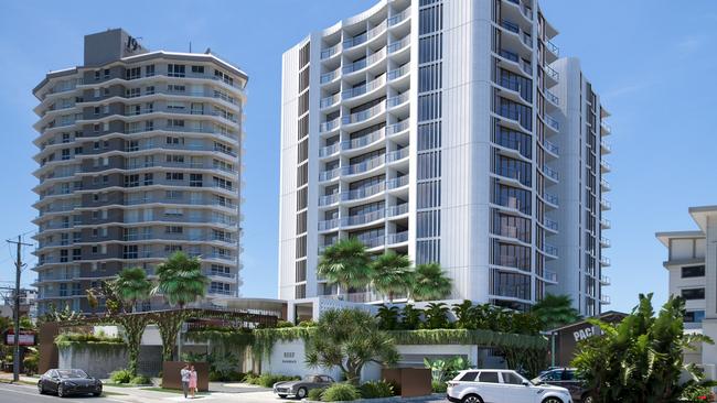 A luxury two-in-one apartment tower and five beachfront houses are planned on the biggest and most expensive oceanfront site to change hands in property hotspot Palm Beach.