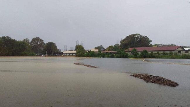 The impact of recent rain on Black Swan Lake.