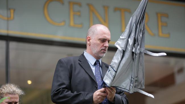 Turner leaving Downing Centre District Court on Monday. Picture: Christian Gilles