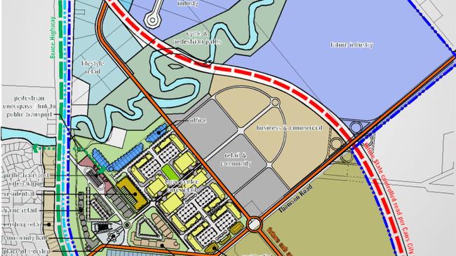 The Pregno Family Investments concept master plan for a business precinct on the eastern side of the Bruce Highway at Edmonton.