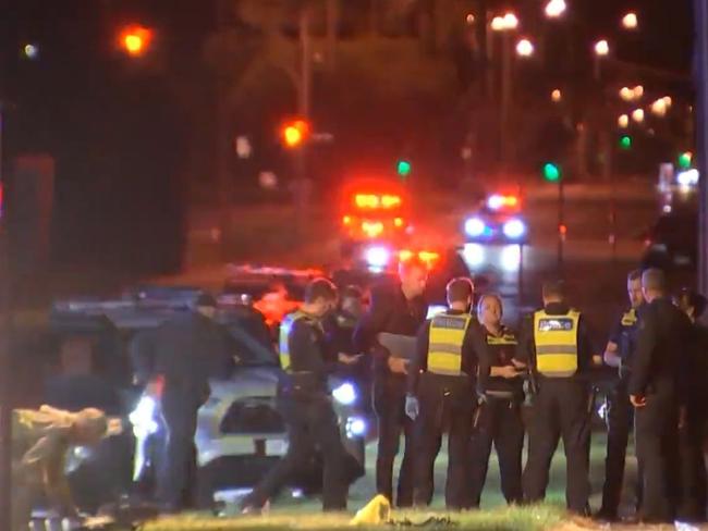 Police at the crash scene. Picture: 9 News