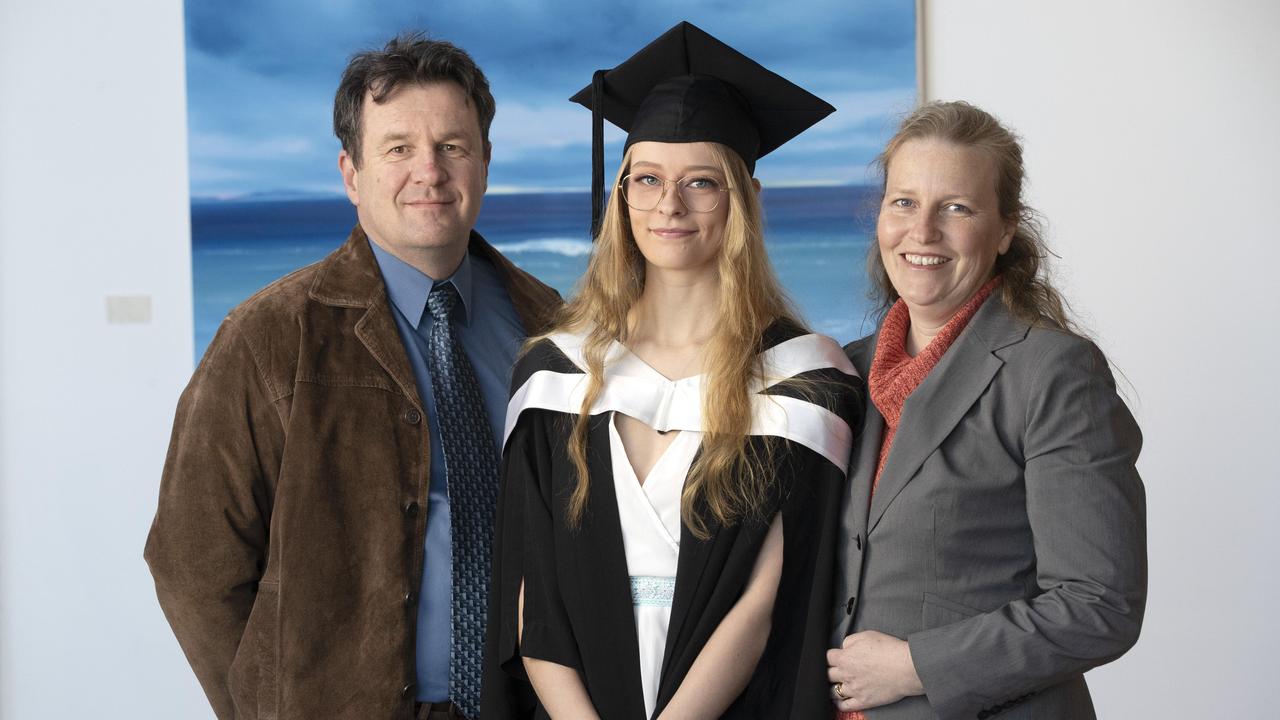 UTAS Graduation at the Hotel Grand Chancellor Hobart, Paul, Lillijana and Esther Murphy all of Hobart. Picture: Chris Kidd