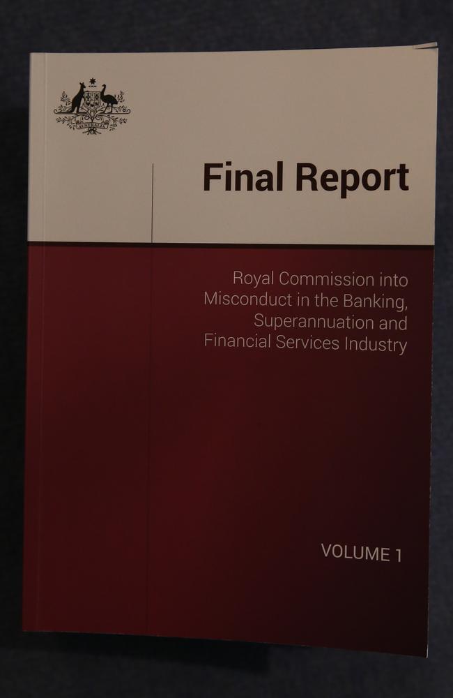 The final report of the Royal Commission into Misconduct in the Banking, Superannuation and Financial Services Industry. Picture Kym Smith