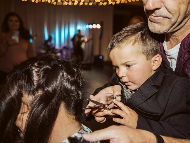 It was a family affair when Tamara Stewart graciously had her head shaved on her wedding night to raise money for her former teacher who was diagnosed with breast cancer.