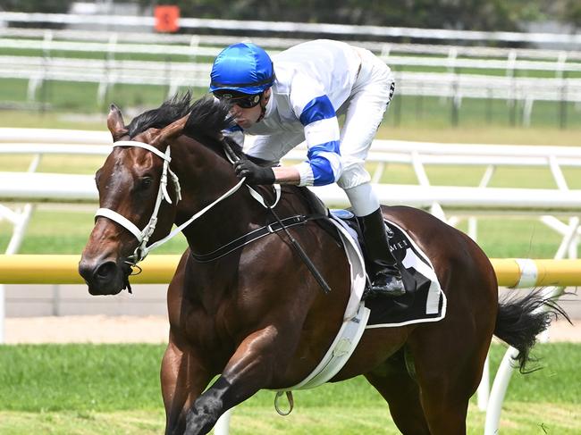 Kovalica cruises to victory in the Listed Eagle Way at Doomben under jockey Jimmy Orman. Picture: Grant Peters - Trackside Photography.