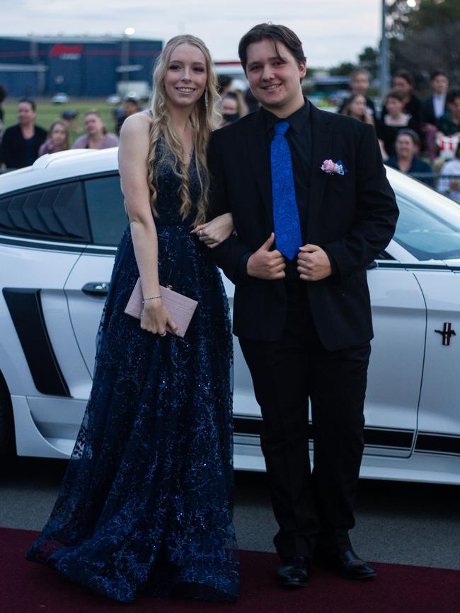 Levi Spencer and Hayley Wheeler arrived in a GT Ford Mustang.