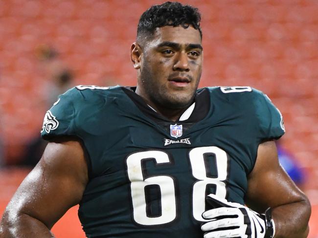 Injury may open the selection door for Aussie offensive tackle Jordan Mailata #68 of the Philadelphia Eagles. Picture: Getty Images