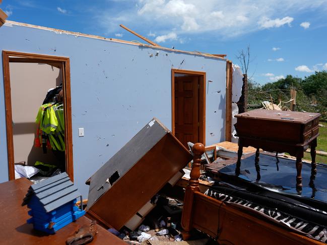 A home is destroyed after a severe storm hit Kentucky. Picture: AP