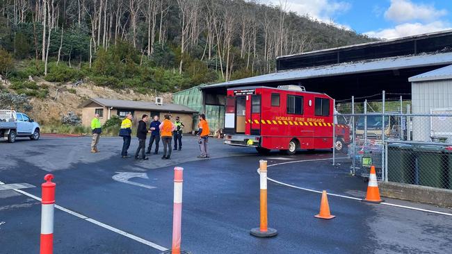 Fire at the South Hobart Tip Shop. Photo: Cas Garvey