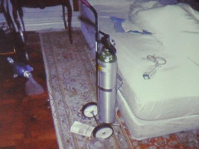 A photograph of Michael Jackson's bedroom shown during Conrad Murray's trial.