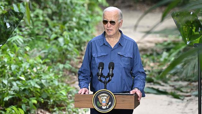 US President Joe Biden at the Amazon Rainforest in Manaus, Brazil. Picture: AFP