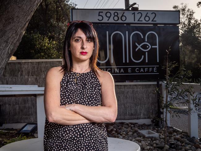 Unica Cucina e Caffe restaurant owner Michelle Loielo is taking the Victorian government to court over lockdown restrictions. Picture: Jake Nowakowski