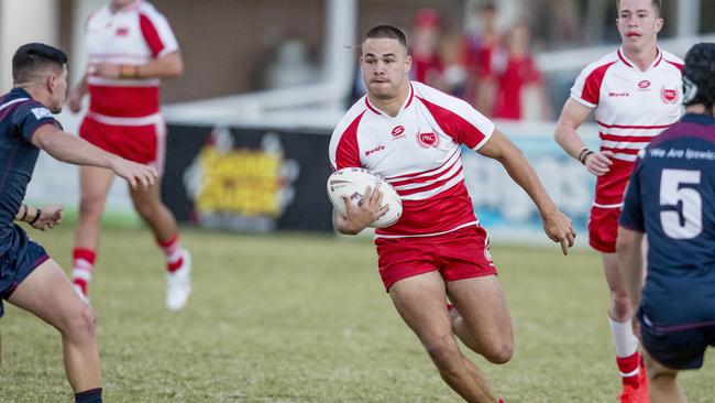 Defending champions Palm Beach Currumbin (red) host runners up Ipswich State High in the opening round of the 2020 Langer Cup at Pizzey Park. Palm Beach Currumbin's Troy Duckett . Picture: Jerad Williams