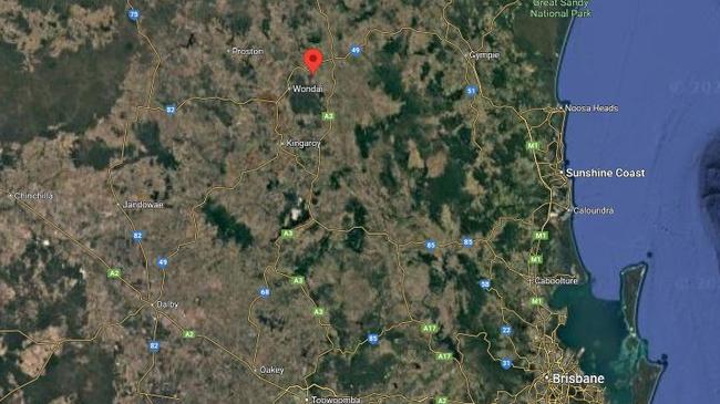 The Murgon property where the incident occurred is about two hours west of the Sunshine Coast in the South Burnett region. Picture: Google Maps