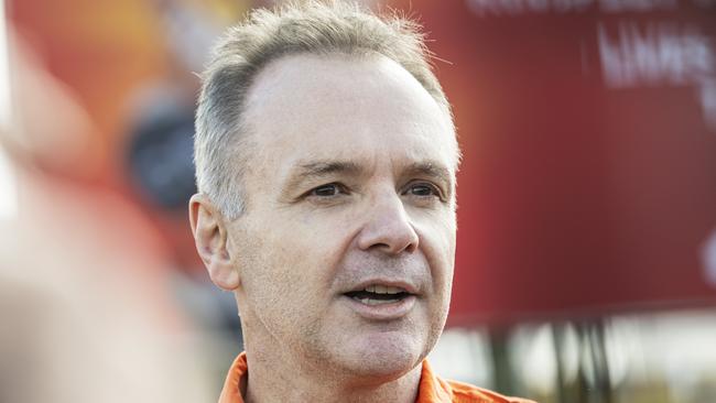 Aurizon CEO and managing director Andrew Harding talks to media about level crossing safety, Thursday, June 6, 2024. Picture: Kevin Farmer