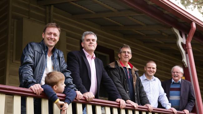 Justin Parry-Okeden (second from left) and Russell Young (second from right) from the Gladesville Community Group have welcomed Hunters Hill Council’s decision not to support the planning proposal for the GSV site. Pictured here with (l-r) Cr Gary Bird, Max Bird, Ross Williams and Phil Jenkyn.