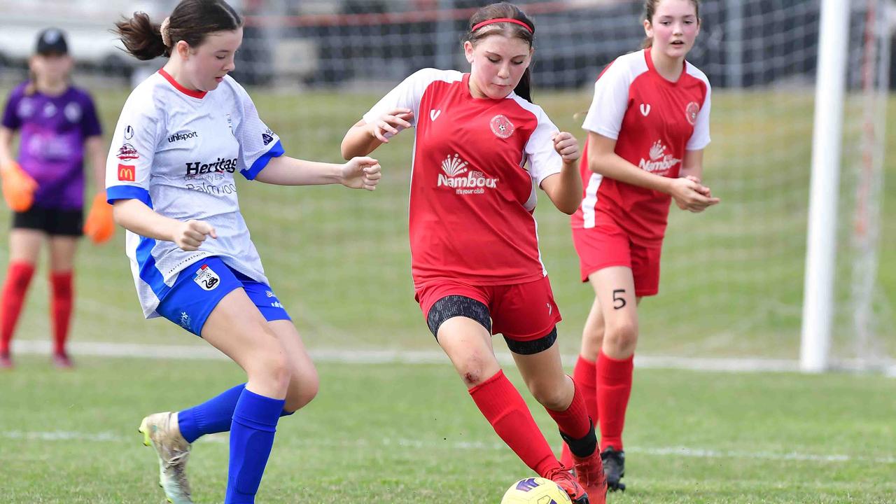 SOCCER: U 13 girls, Woombye V Nambour Yandina United. Picture: Patrick Woods.