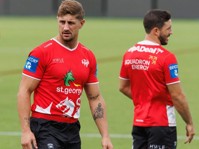 DAILY TELEGRAPH MARCH 20, 2024NRL Dragons training ahead of their game against the Cowboys. The Dragons are coming off a 38-0 loss. Pictured is Zac Lomax. Picture: David Swift