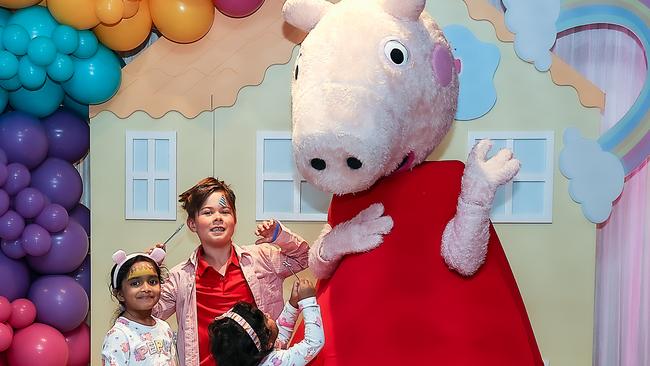 Chidlren meet Peppa Pig at the official Melbourne premiere of Peppa’s Cinema Party at Docklands. Picture: Ian Currie