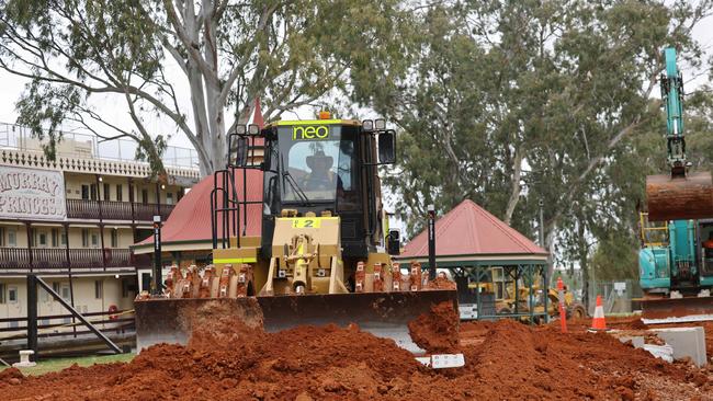 A levee being built at Mary-Anne Reserve in Mannum. Picture: David Mariuz