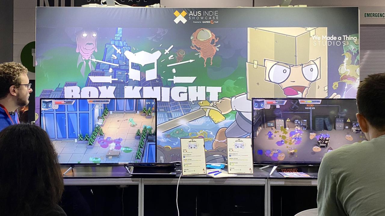 We Made a Thing Studios showcase their in development game Box Knight at PAX Australia in 2022. Picture: Twitter