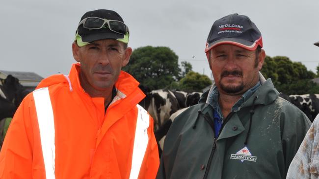 BIT MORE CONFIDENCE: Dairy family Brent (left) and Heath Hoffman praised the support for the dairy co-operative. Photo Jenna Cairney/Warwick Daily News