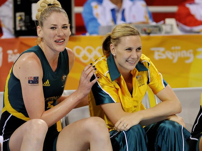 Opals icons Lauren Jackson and Penny Taylor at the Beijing Olympics 2008. Picture: Supplied