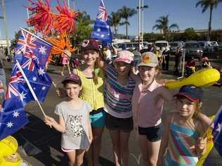 Watching the parade are (from left) Jessica Bonell, Samantha Bonell, Katherine Bonell, Chyenne Murphy and Jillian Bonell. Picture: Kevin Farmer