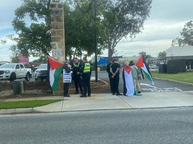 Pro-Palestine protestors have staged a rally outside a Jewish school in Perth. Picture: X