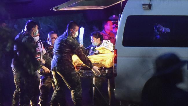 Another young boy is rescued from the cave and put into an ambulance bound for Chiang Rai hospital on July 9, 2018. Picture: Dan Charity/ The Sun.